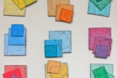 INSTALLAZIONE DI DIPINTI-SCULTURE,  2009  Acrylic on canvas,  110 x 110 cm