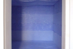 INSTALLAZIONE-AMBIENTE (AZZURRA),  2010  Acrylic on canvas, wooden structure,  238 x 570 x 380 cm